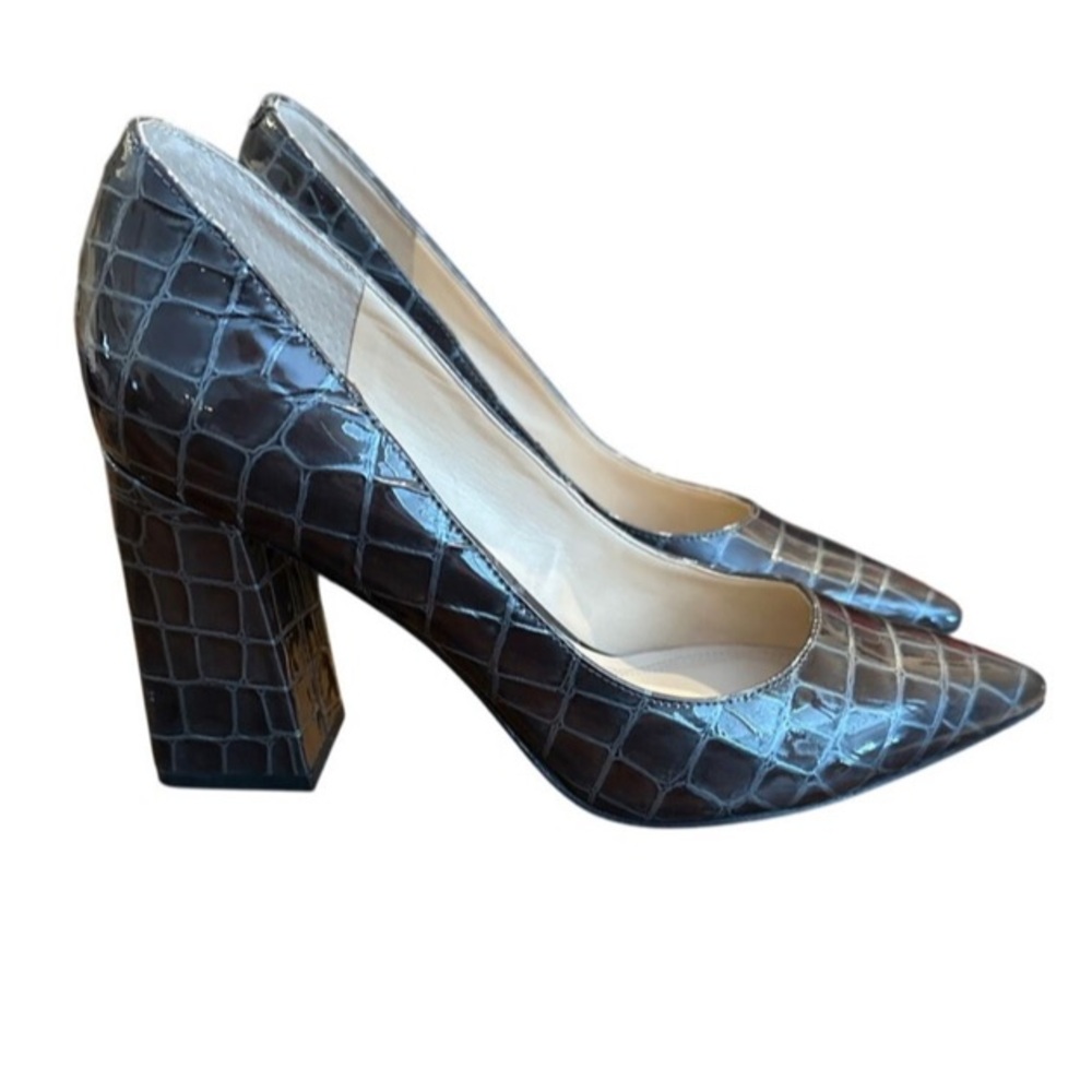 Marc Fisher Black Crocodile Block Heels